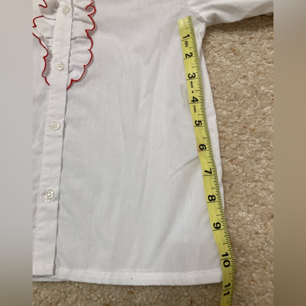 💙 Hartstrings Girl’s Floral Embroidered Collar White Button Up Shirt, Size 4 - Picture 10 of 10